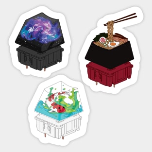 Artisan Keycaps Ramen, Koi Pond, and Cute Space Astronaut Switch Sticker Set Sticker